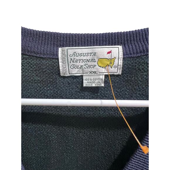 Augusta National Golf Shop Sweater Vest XXL Slazenger Green Plaid Masters Logo - Picture 12 of 15